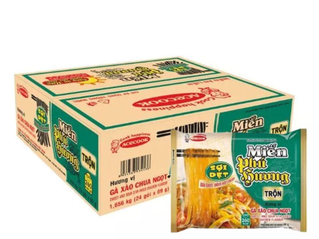 Thùng 24 gói miến trộn Phú Hương gà xào chua ngọt gói 69g - Image 1